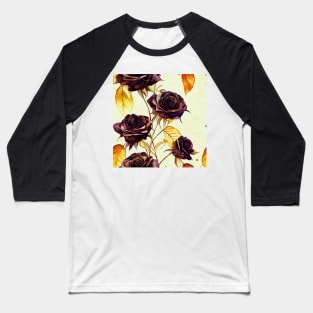 Black rose watercolor rose Baseball T-Shirt